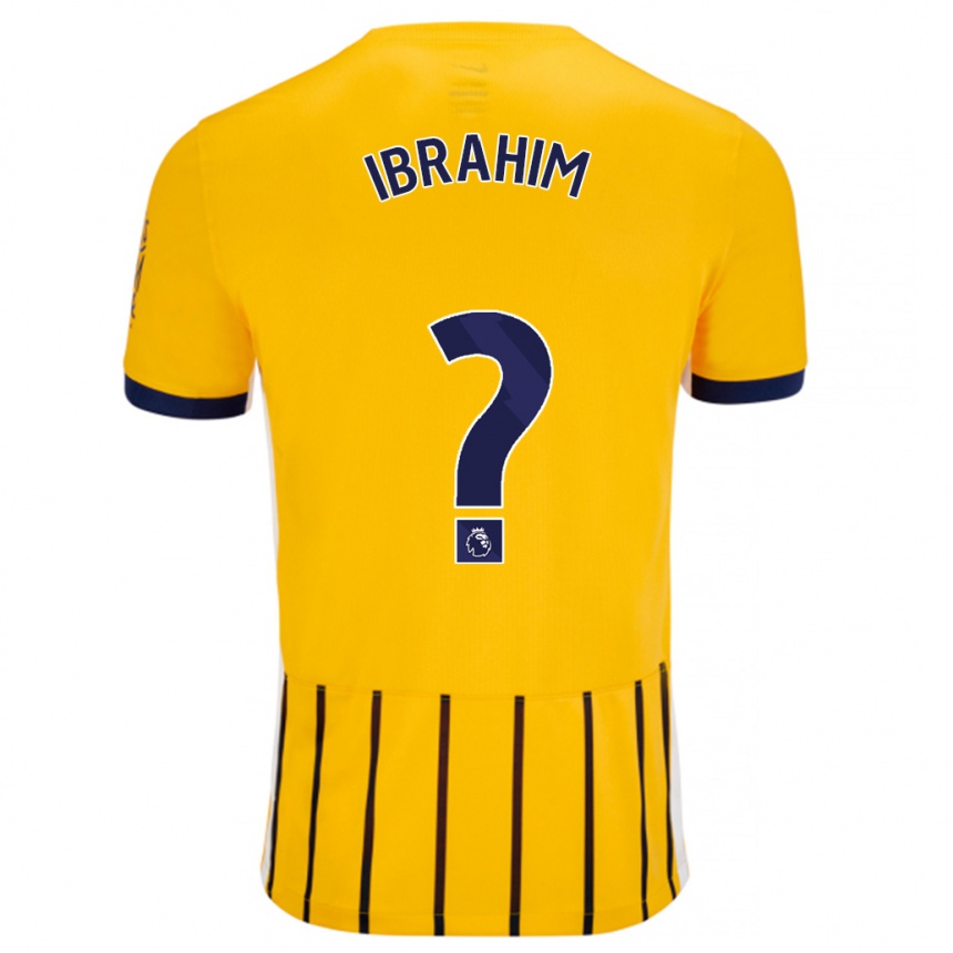 גברים כדורגל Younes Ibrahim #0 פסי סיכה כחולים זהב הרחק ג'רזי 2024/25
